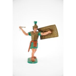 60s/70s Timpo 54mm Toy Soldier Colors Vary Swoppet Roman Brown Belt Spear Raised